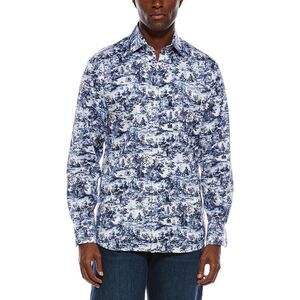 Eterna Mens Premium Printed Twill Modern Fit Shirt, Blue